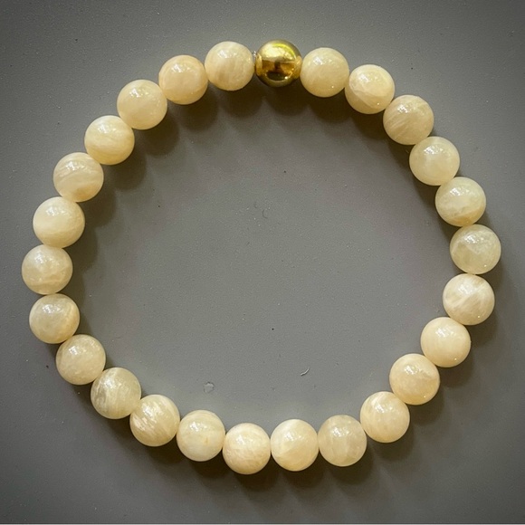 Yellow Selenite Handcrafted Bead Bracelet - Picture 2 of 4